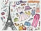 Paris France fashion Summer vacation set.Woman colored wear