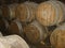Paris, France, July 10, 2020. Wine wooden barrels in the basement for storing and preserving wines. Wine farm and its equipment