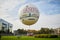 PARIS, FRANCE - JULY 19, 2018: tethered hot air balloon in Parc Andre Citroen in 15th arrondissement of Paris, France