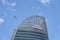 Paris, France - Jun 13, 2020: Plane fly over Tour T1 Engie skyscraper in La Defense
