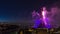 PARIS, FRANCE - JUNE 19, 2018: Eiffel Tower firework night timelapse at Bastille Day. Fast movement