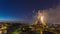 PARIS, FRANCE - JUNE 19, 2018: Eiffel Tower firework night timelapse at Bastille Day. Fast movement