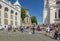 PARIS, FRANCE - JUNE 23, 2016: Basilica of the Sacred Heart of Jesus stands at the summit of the butte  Montmartre - highest point