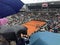 PARIS, France, June 7th, 2019 : Court Philippe Chatrier of the French Open Grand Slam tournament, in the rain before the