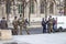 Paris, France - March 13, 2018: French army soldiers with police officers patrolling in Paris in connection with the terrorist