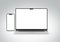 PARIS - France - March 15, 2023: Newly released Apple Macbook Air and Iphone 14, Silver color. Side view. 3d rendering laptop