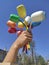 PARIS, FRANCE - MARCH 22, 2022: A bouquet of tulips is a sculpture by Jeff Koons in Paris, near the Champs ElysÃ©es