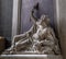 Paris, France, March 27, 2017: Denys Affre statue inside Notre Dame. Archbishop, killed in 1848. With inscription