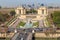 Paris, France, March 30, 2017: Panorama of the Trocadero, view from the top of Eiffel Tower in Paris, France. View of