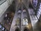 Paris, France - March 31, 2019: Inside the Catholic Cathedral of Notre Dame, view window roses, Paris, France. UNESCO world