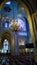 PARIS, FRANCE - OCTOBER 17, 2016: Notre Dame de Paris Cathedral, Interior view of columns and stained glass of the Cathedral