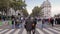 Paris, France - October, 2019: Protesters at a demonstration march in central Paris in place of the Bastille Square.