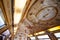 PARIS, FRANCE - OCTOBER 7, 2016: Special retro style interior od train  going to Versailles an d passengers going rto the