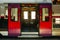 PARIS, FRANCE - OCTOBER 7, 2016: Special retro style interior od train  going to Versailles an d passengers going rto the