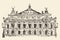 Paris, France, Palais Garnier (Paris opera house) vintage engraved illustration
