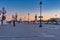 Paris, France - September 17, 2022: Beautiful Pont Alexandre III bridge over the Seine river at sunset, Paris. France