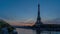 Paris, France - Timelapse - Colorful Sunrise Behind Eiffel Tower in Paris With Seine River
