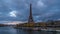 Paris, France - Timelapse - Stormy Clouds Over Paris and Eiffel Tower Seine River and Tourists Cruises