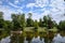Paris, France, View of lower lake in the Bois de Boulogne and reflections of the nature