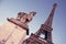 PARIS, FRANCE. Vintage foto with Eiffel Tower