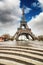 Paris. Gorgeous wideangle view of Eiffel Tower with Stairs to Se