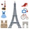 Paris icons vector famous travel cuisine traditional modern france culture europe eiffel fashion design architecture