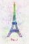 Paris Landmark Tour Eiffel in watercolor