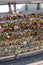 Paris love locks on bridge