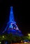 Paris by night: Eiffel tower in blue