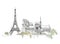 Paris, Notre Dame. Thriumph arch and Eiffel Tower, sketch collection