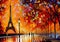 Paris park walk colorful oil knife painting