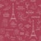 Paris romantic seamless pattern. Spring tour swatch with birds, flowers and eiffel tower. Calligraphic sign of paris.