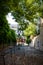 PARIS - September 6, 2019 : Typical Parisian stairway street on Butte Montmartre