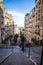 PARIS - September 6, 2019 : Typical Parisian stairway street on Butte Montmartre