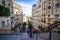 PARIS - September 6, 2019 : Typical Parisian stairway street on Butte Montmartre