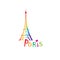 Paris sign. French famous landmark Eiffel tower. Travel France emblem