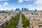 Paris skyline Champs Elysees and La Defense