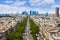 Paris skyline Champs Elysees and La Defense