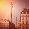 Paris Street View with Rainbow in the Sky After Rain