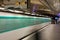 Paris subway station with speeding train blur, France