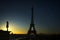 Paris sunset Eiffel tower cityscape with vibrant colors