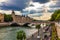 Paris Supreme Court Cour over Seine river. Beautiful facade of the Federal government office Supreme Court Cour de Cassation.