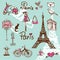 Paris symbols doodle - background