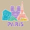 Paris travel icon set. Vector