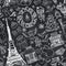 Paris winter,Doodle christmas seamless pattern.Chalk