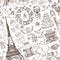 Paris winter,Doodle christmas seamless pattern.Chalk