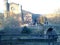 Parish church of Sant Joan les Fonts with medieval bridge, Girona, Catalonia, Spain, Europe