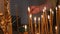 The parishioner put a candle inside an Orthodox church