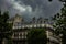 Parisian architecture building with cloudy sky