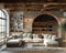 Parisian attic apartment with exposed beams and chic decor3D render